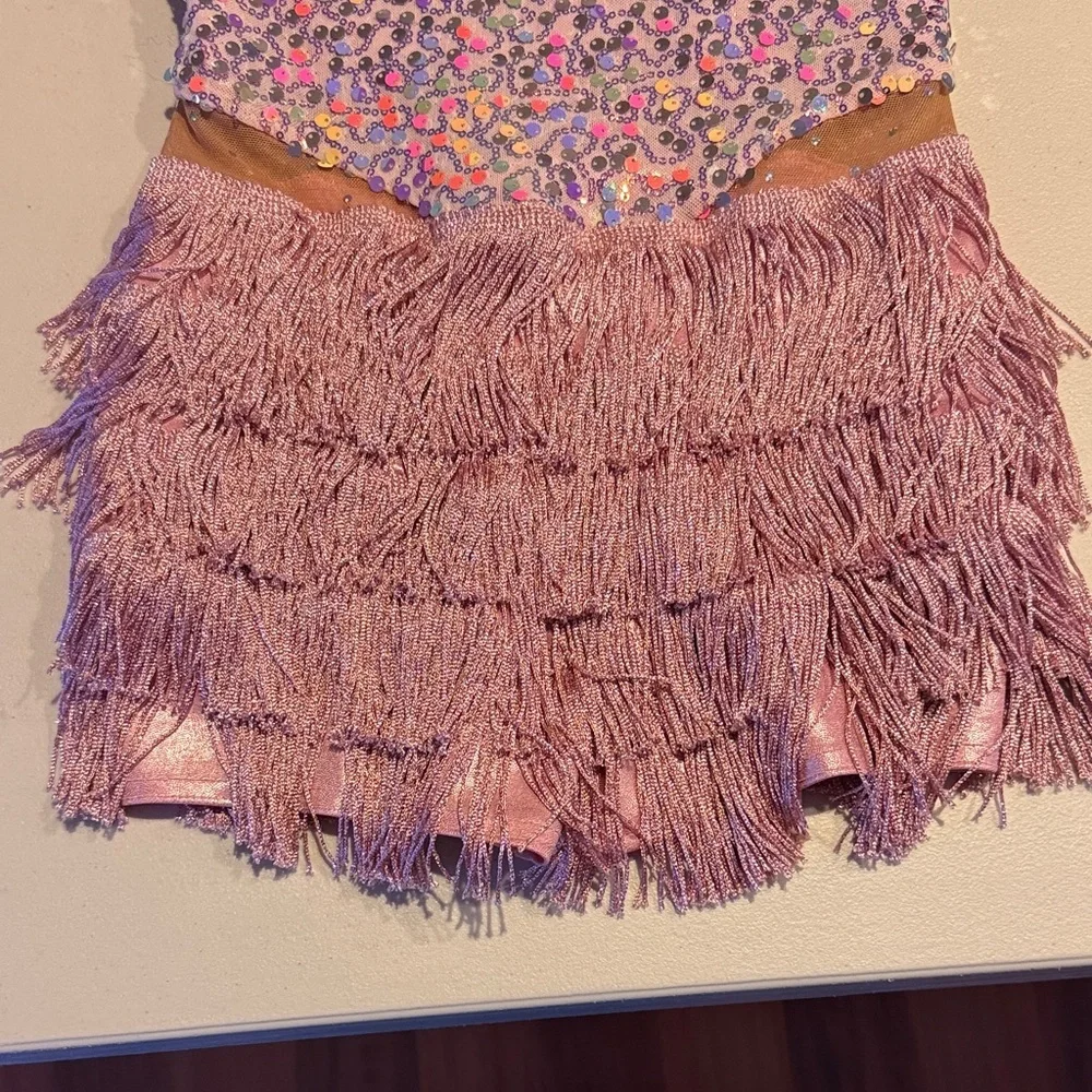 Sparkling Pink Sequin Kids Dance Costume